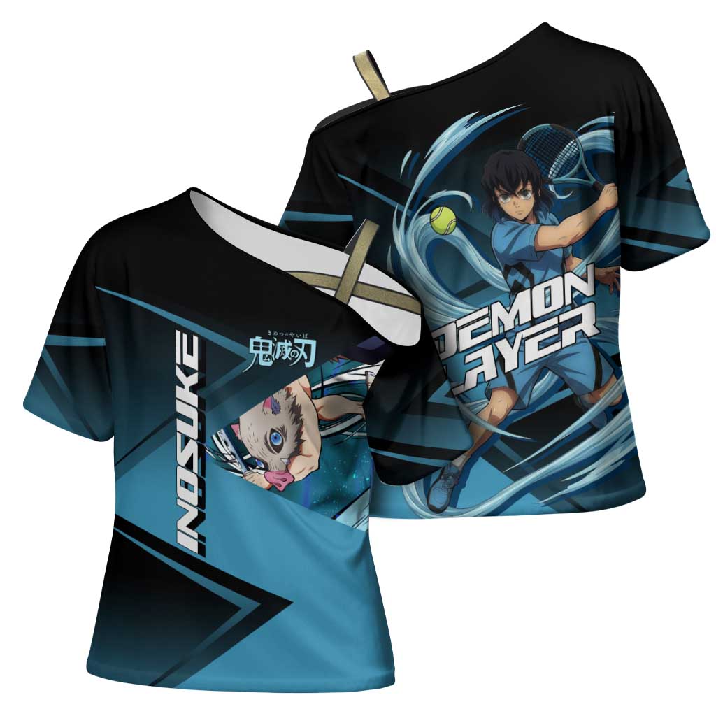 Inosuke Hashibira Beast Tennis Form Cross Shoulder Shirt Sporty Anime Mashup Style