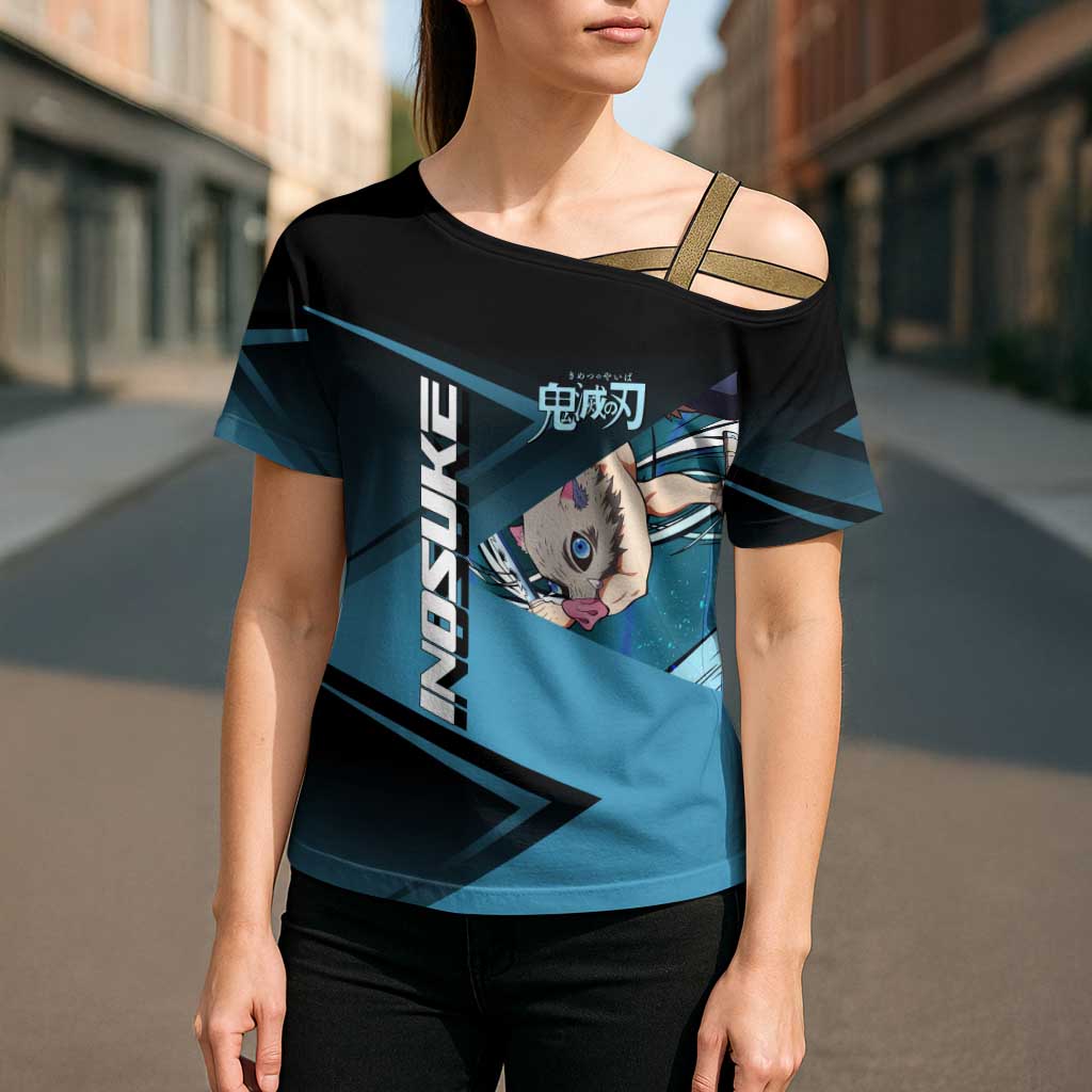 Inosuke Hashibira Beast Tennis Form Cross Shoulder Shirt Sporty Anime Mashup Style