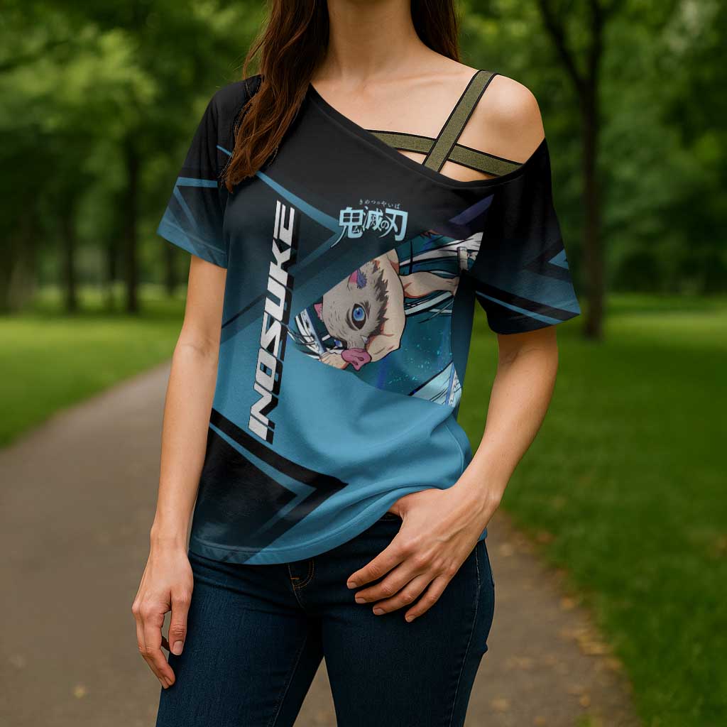 Inosuke Hashibira Beast Tennis Form Cross Shoulder Shirt Sporty Anime Mashup Style
