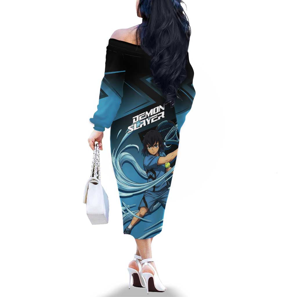 Inosuke Hashibira Beast Tennis Form Family Matching Off The Shoulder Long Sleeve Dress and Hawaiian Shirt Sporty Anime Mashup Style