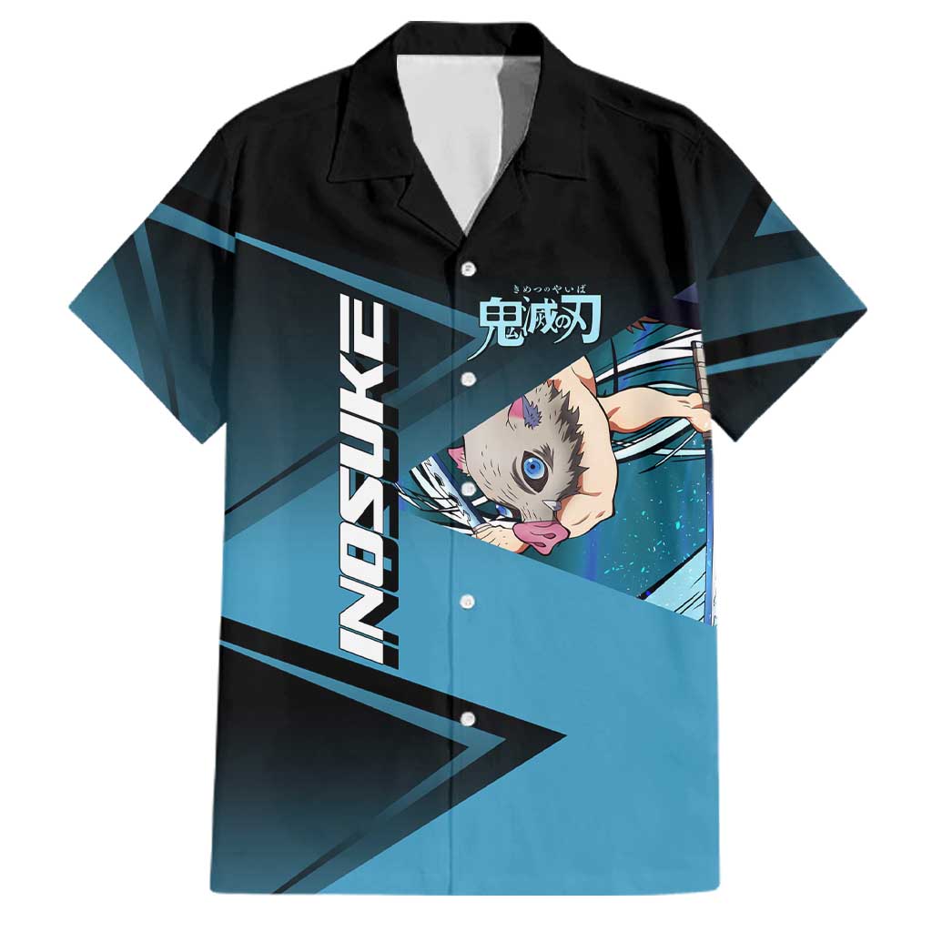 Inosuke Hashibira Beast Tennis Form Family Matching Off Shoulder Maxi Dress and Hawaiian Shirt Sporty Anime Mashup Style