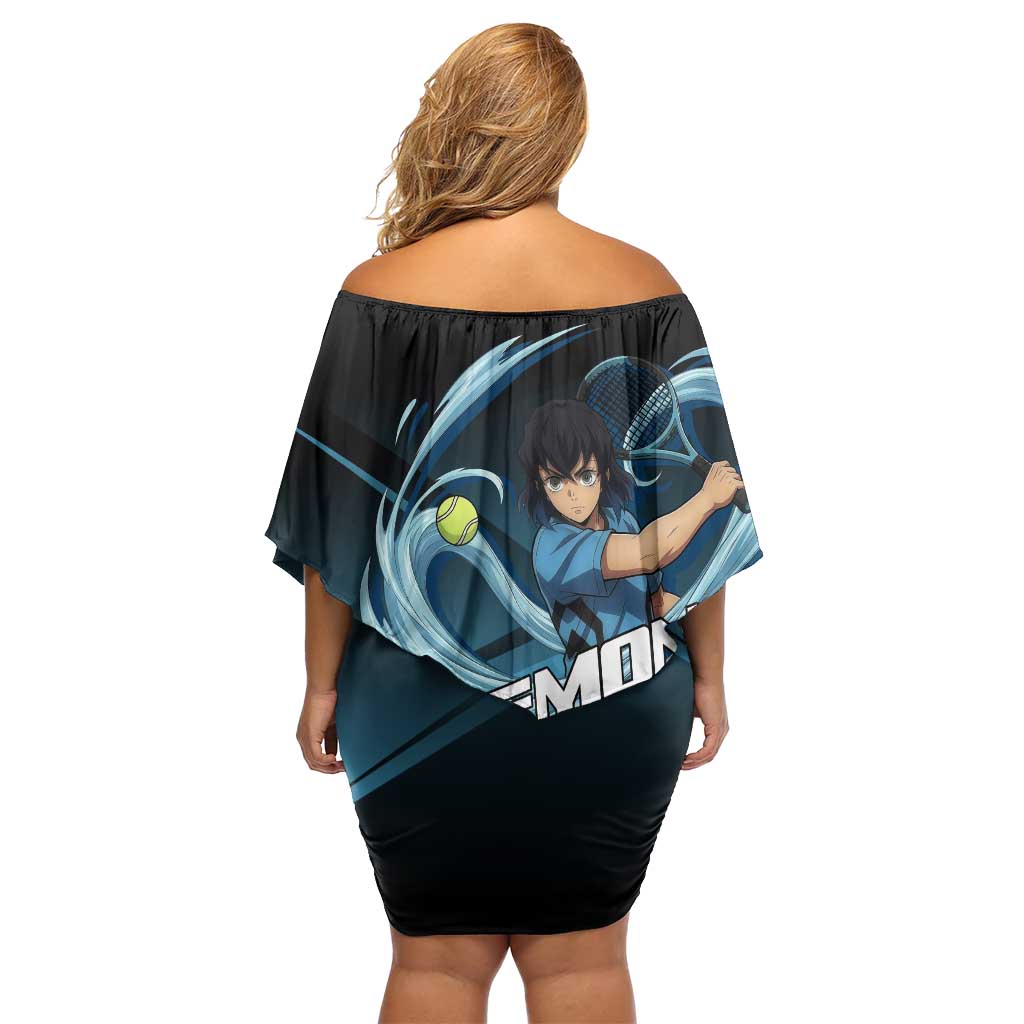 Inosuke Hashibira Beast Tennis Form Family Matching Off Shoulder Short Dress and Hawaiian Shirt Sporty Anime Mashup Style