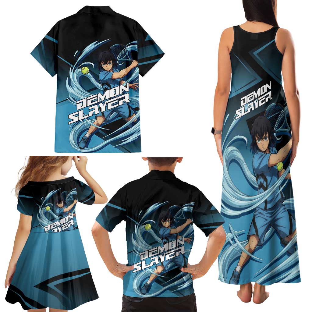 Inosuke Hashibira Beast Tennis Form Family Matching Tank Maxi Dress and Hawaiian Shirt Sporty Anime Mashup Style