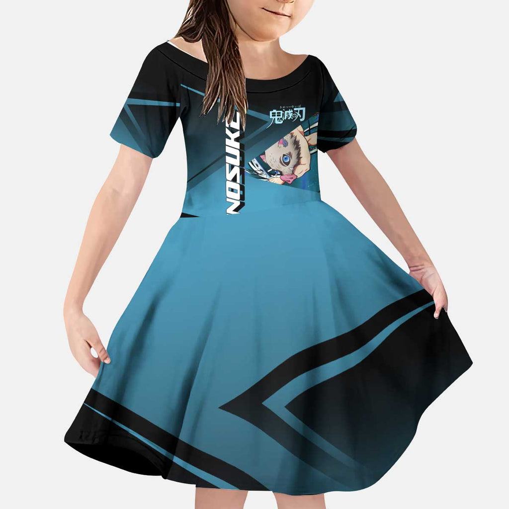 Inosuke Hashibira Beast Tennis Form Kid Short Sleeve Dress Sporty Anime Mashup Style