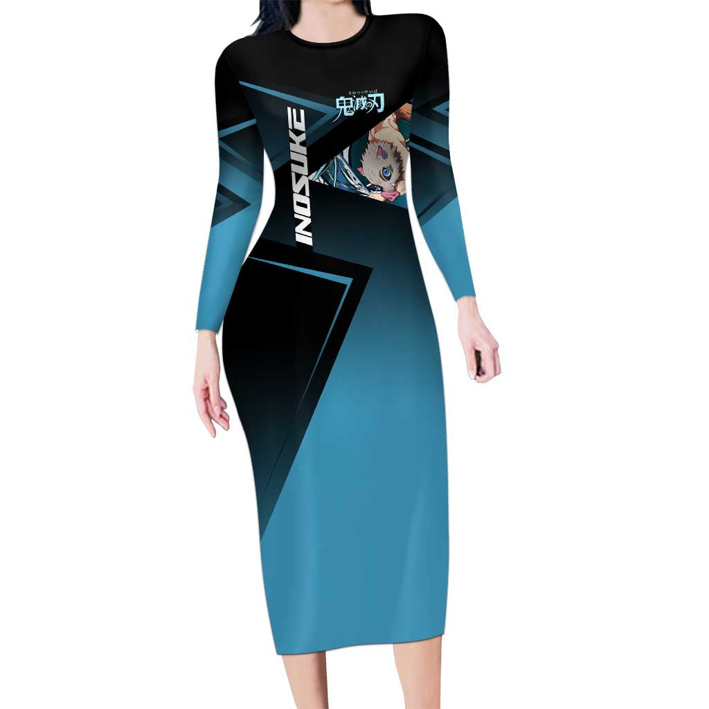 Inosuke Hashibira Beast Tennis Form Long Sleeve Bodycon Dress Sporty Anime Mashup Style