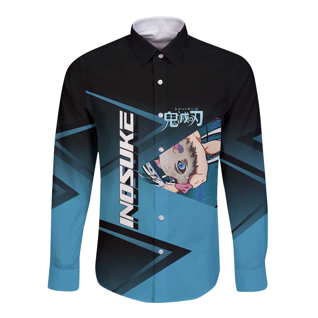 Inosuke Hashibira Beast Tennis Form Long Sleeve Button Shirt Sporty Anime Mashup Style