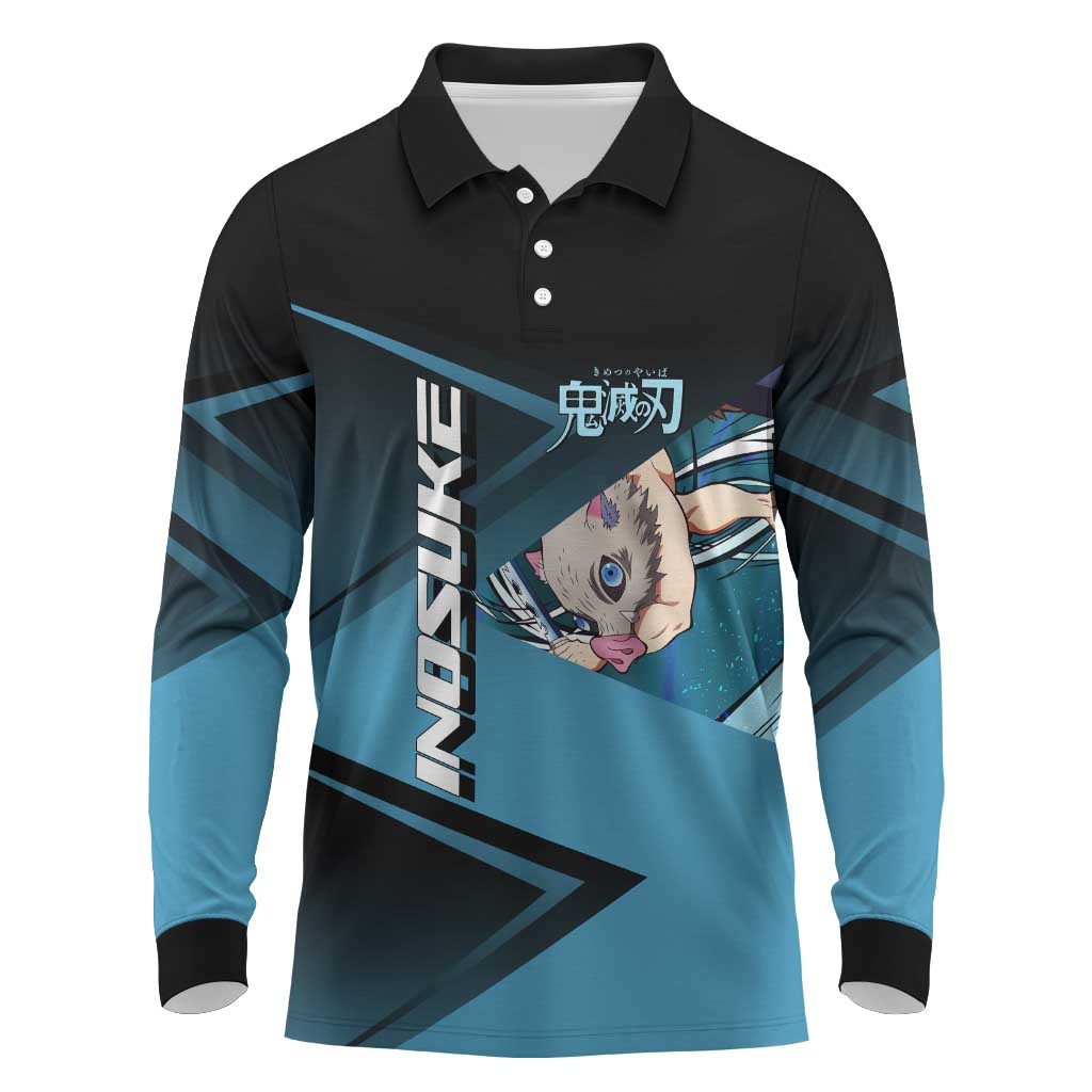 Inosuke Hashibira Beast Tennis Form Long Sleeve Polo Shirt Sporty Anime Mashup Style