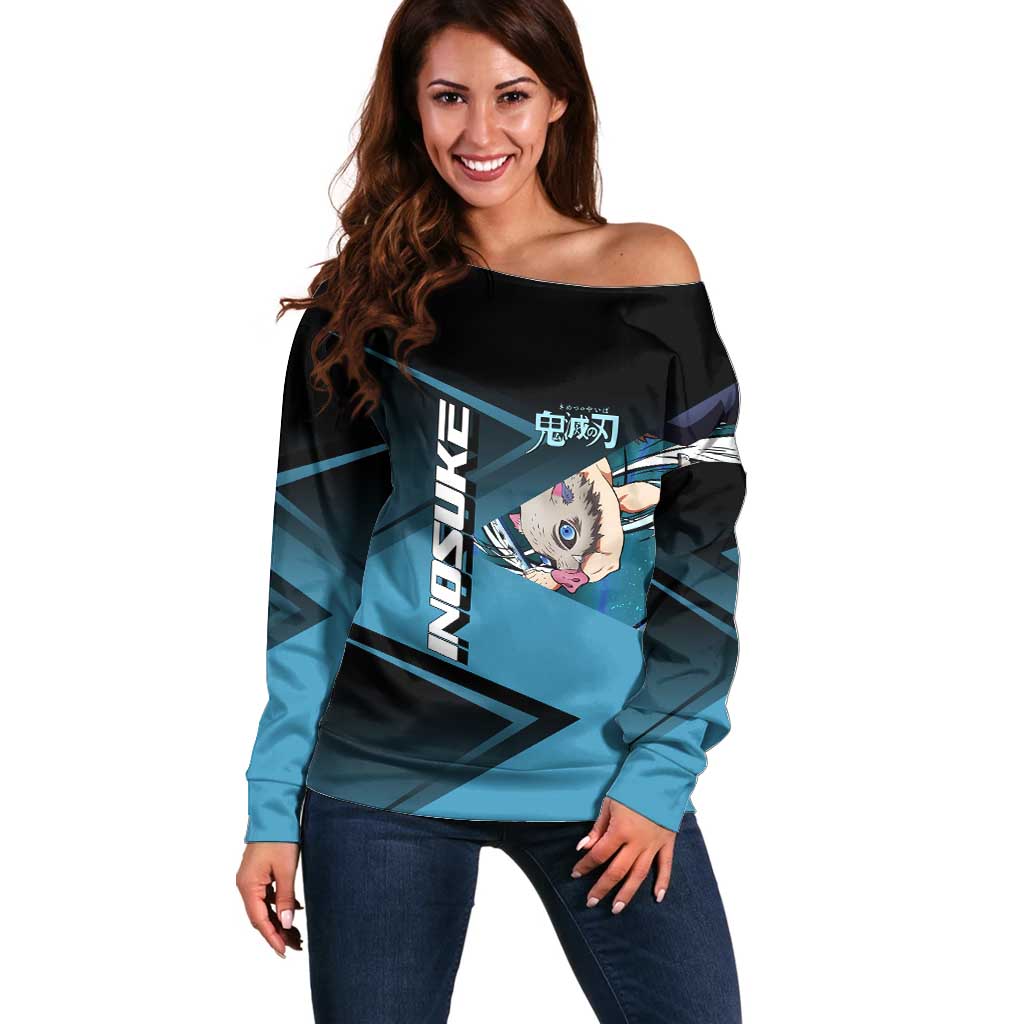 Inosuke Hashibira Beast Tennis Form Off Shoulder Sweater Sporty Anime Mashup Style