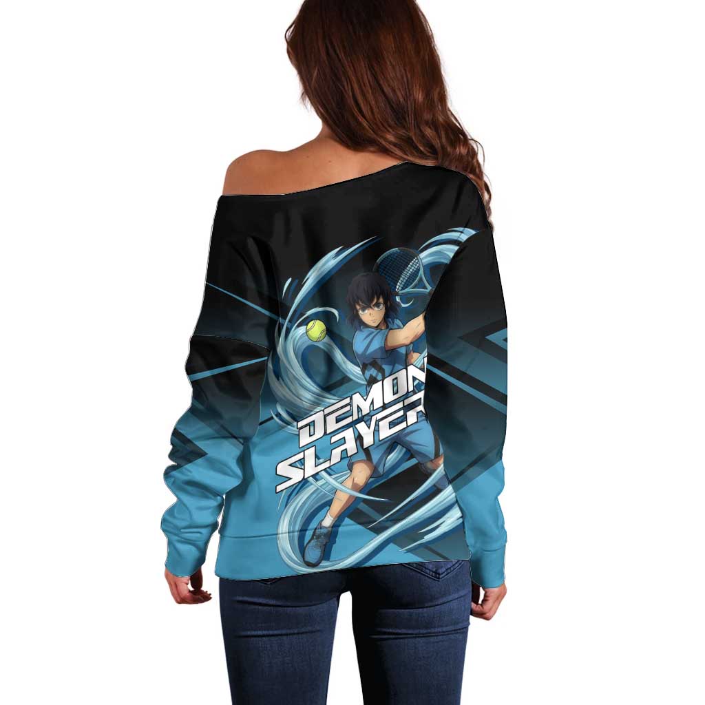 Inosuke Hashibira Beast Tennis Form Off Shoulder Sweater Sporty Anime Mashup Style