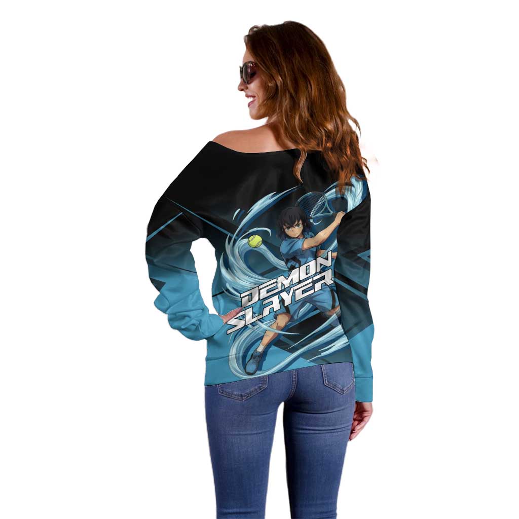 Inosuke Hashibira Beast Tennis Form Off Shoulder Sweater Sporty Anime Mashup Style