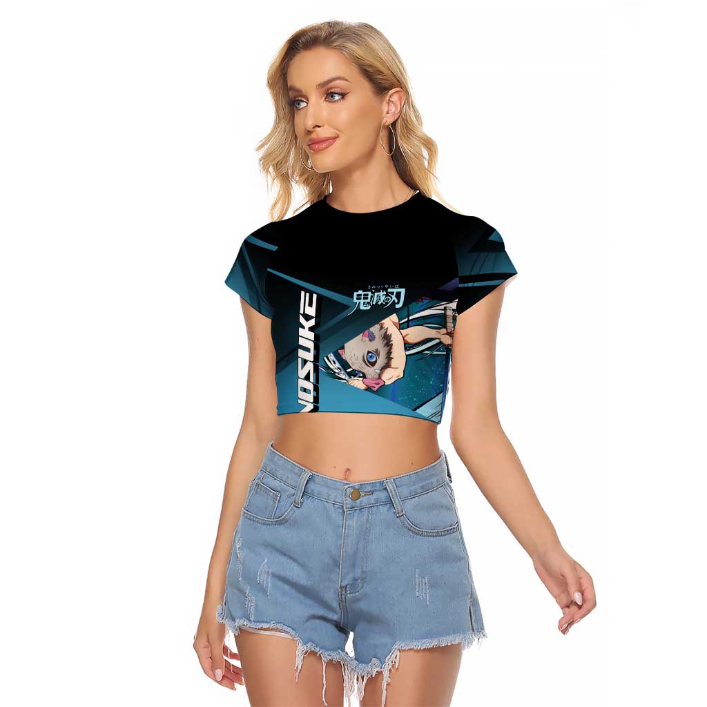 Inosuke Hashibira Beast Tennis Form Raglan Cropped T Shirt Sporty Anime Mashup Style