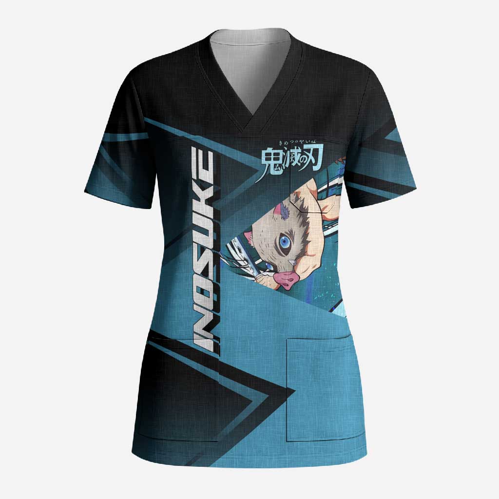 Inosuke Hashibira Beast Tennis Form Scrub Top Sporty Anime Mashup Style