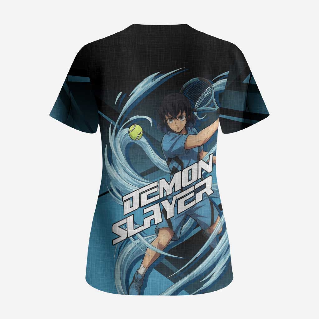 Inosuke Hashibira Beast Tennis Form Scrub Top Sporty Anime Mashup Style