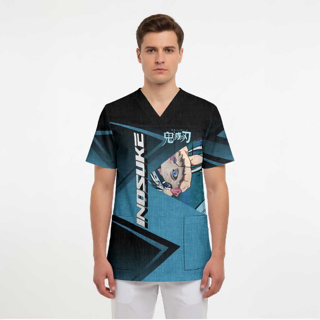 Inosuke Hashibira Beast Tennis Form Scrub Top Sporty Anime Mashup Style