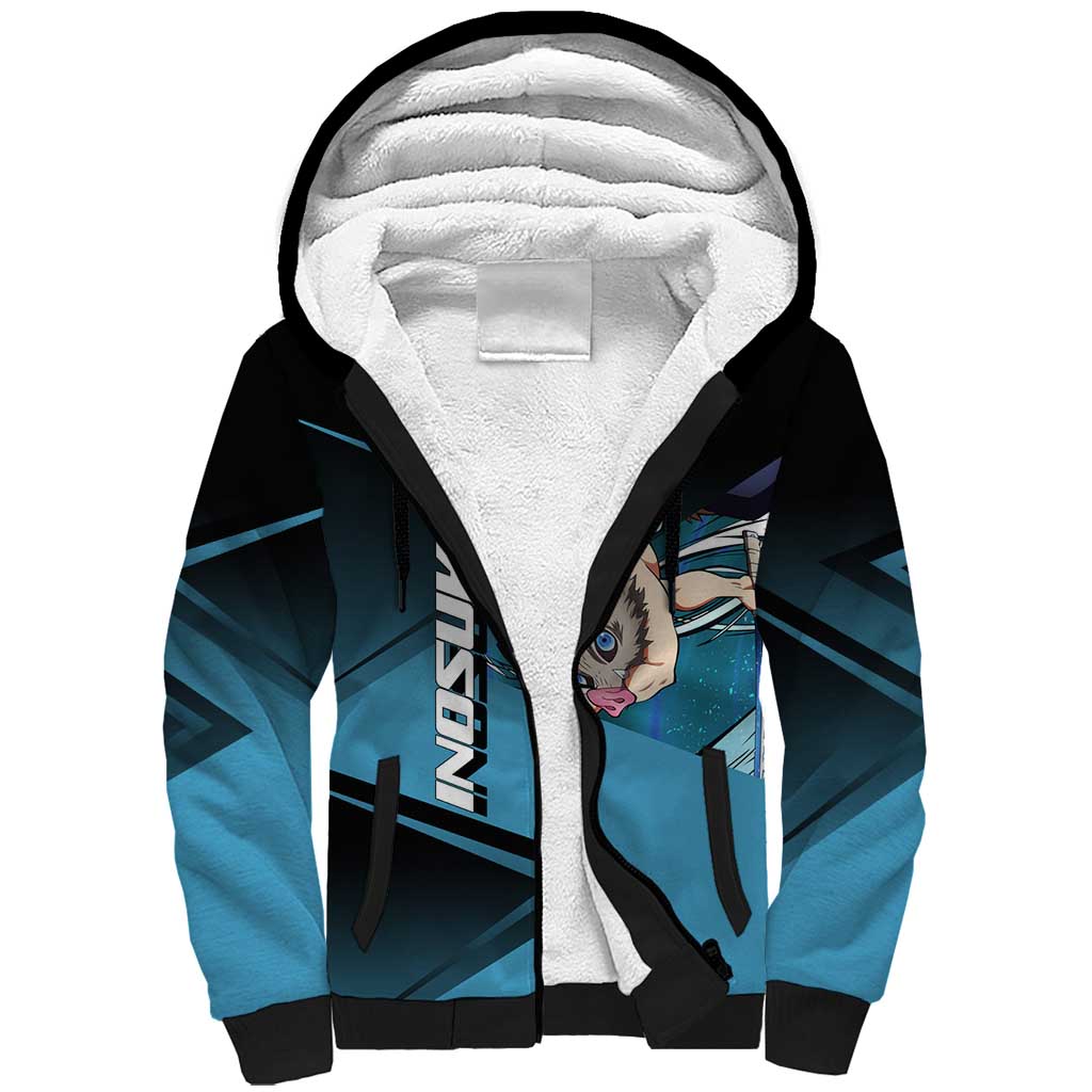 Inosuke Hashibira Beast Tennis Form Sherpa Hoodie Sporty Anime Mashup Style