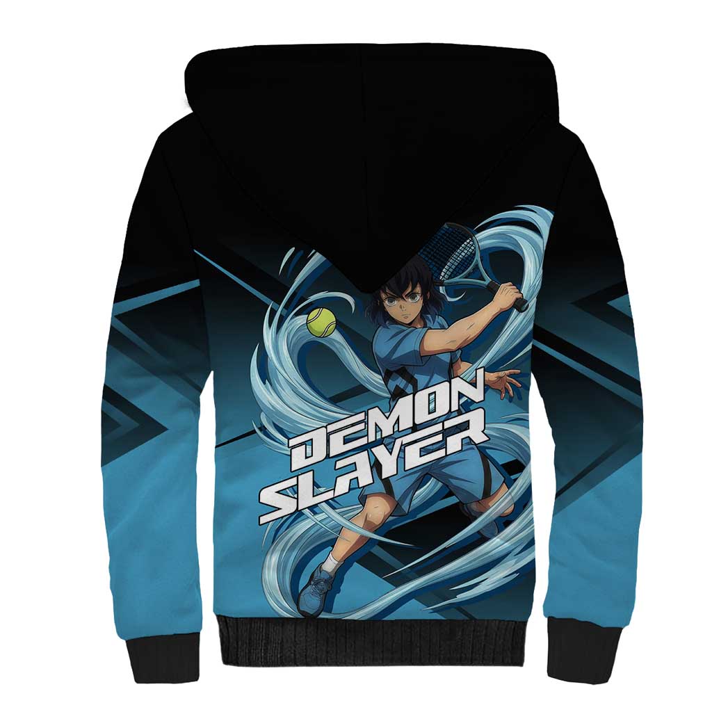Inosuke Hashibira Beast Tennis Form Sherpa Hoodie Sporty Anime Mashup Style