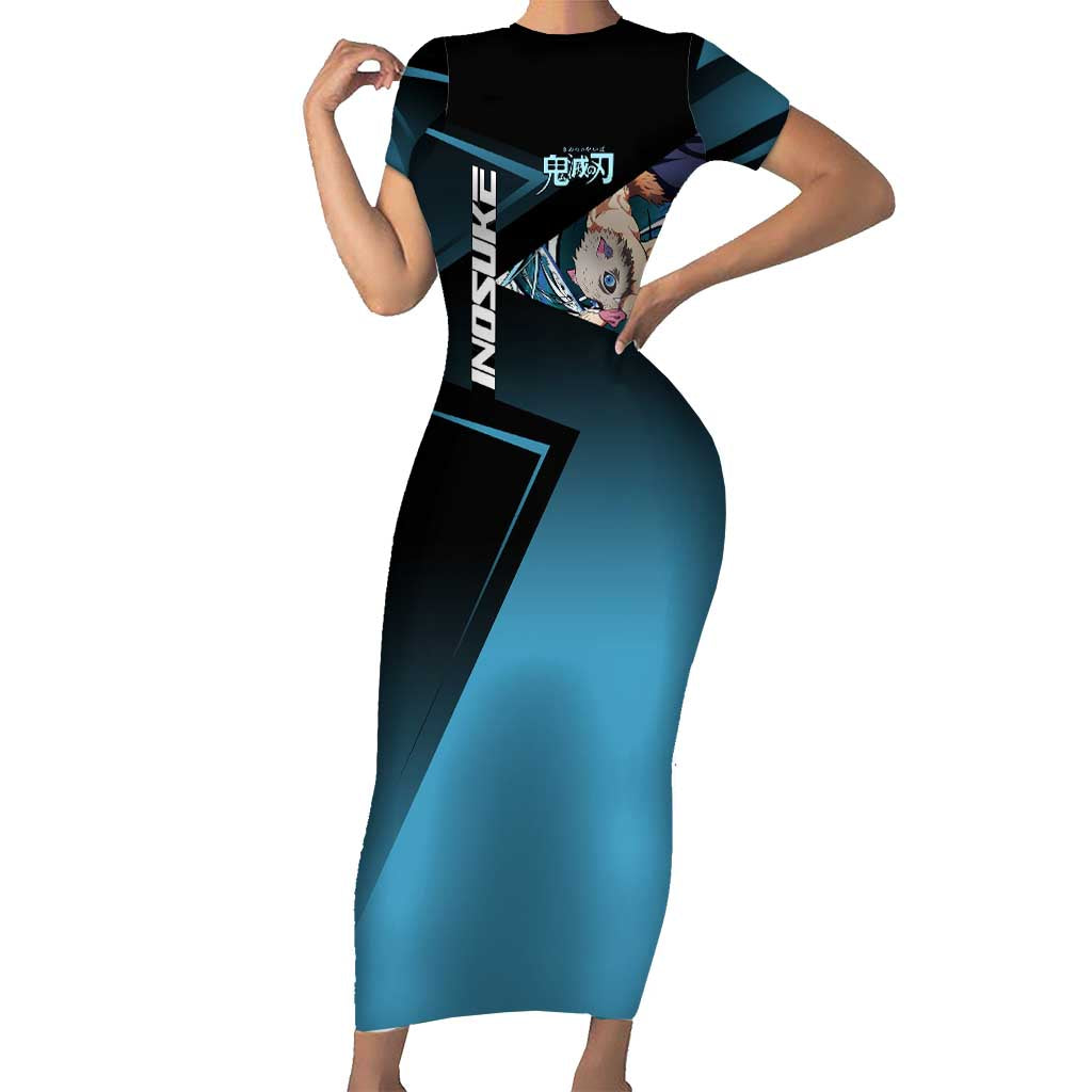 Inosuke Hashibira Beast Tennis Form Short Sleeve Bodycon Dress Sporty Anime Mashup Style