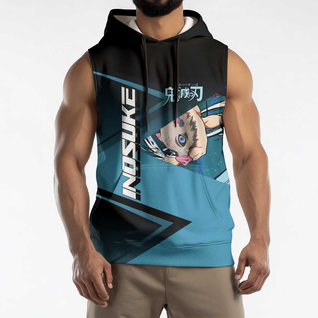 Inosuke Hashibira Beast Tennis Form Sleeveless Hoodie Sporty Anime Mashup Style