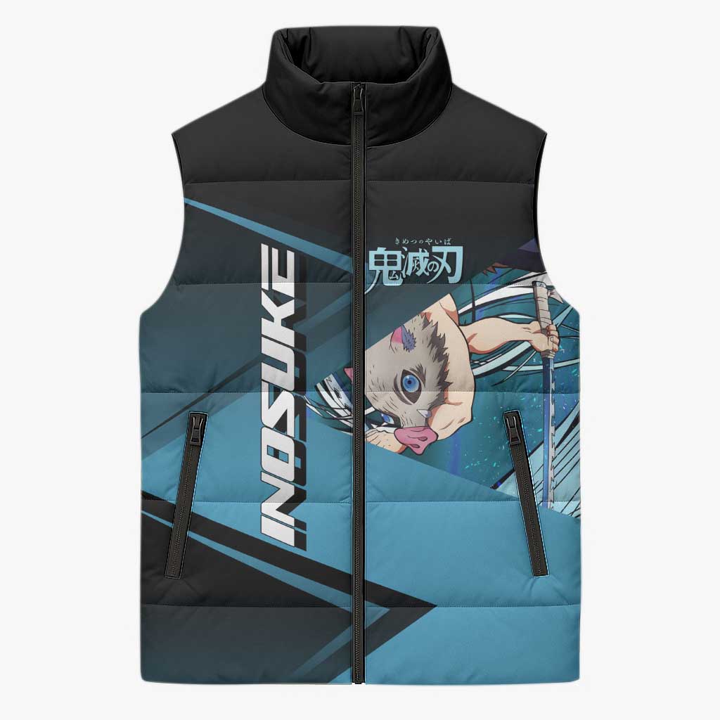 Inosuke Hashibira Beast Tennis Form Sleeveless Puffer Jacket Sporty Anime Mashup Style