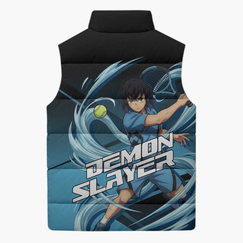 Inosuke Hashibira Beast Tennis Form Sleeveless Puffer Jacket Sporty Anime Mashup Style