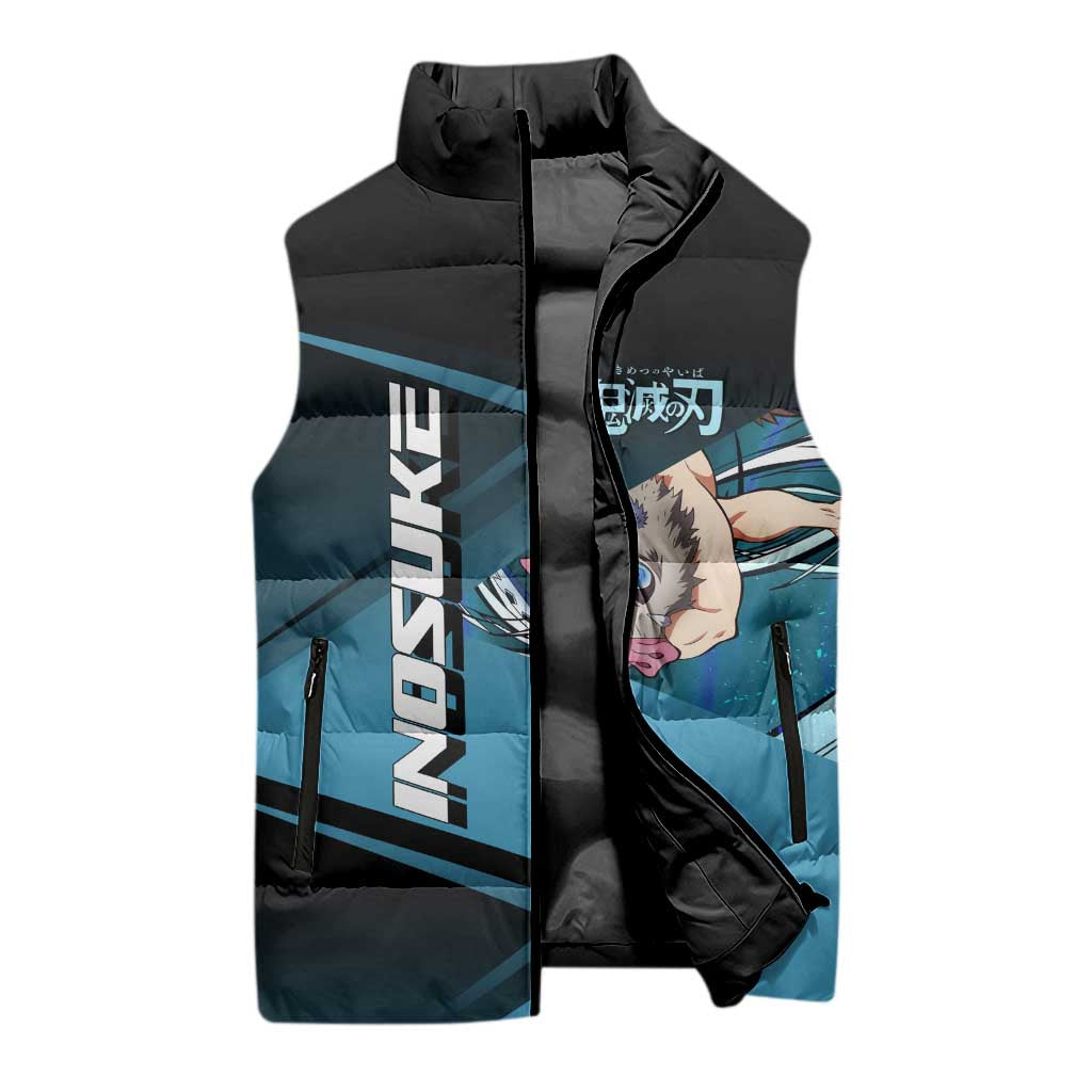 Inosuke Hashibira Beast Tennis Form Sleeveless Puffer Jacket Sporty Anime Mashup Style