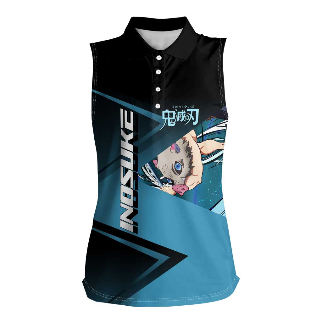 Inosuke Hashibira Beast Tennis Form Women Sleeveless Polo Shirt Sporty Anime Mashup Style