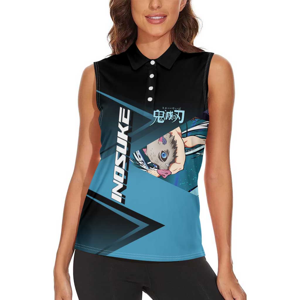 Inosuke Hashibira Beast Tennis Form Women Sleeveless Polo Shirt Sporty Anime Mashup Style