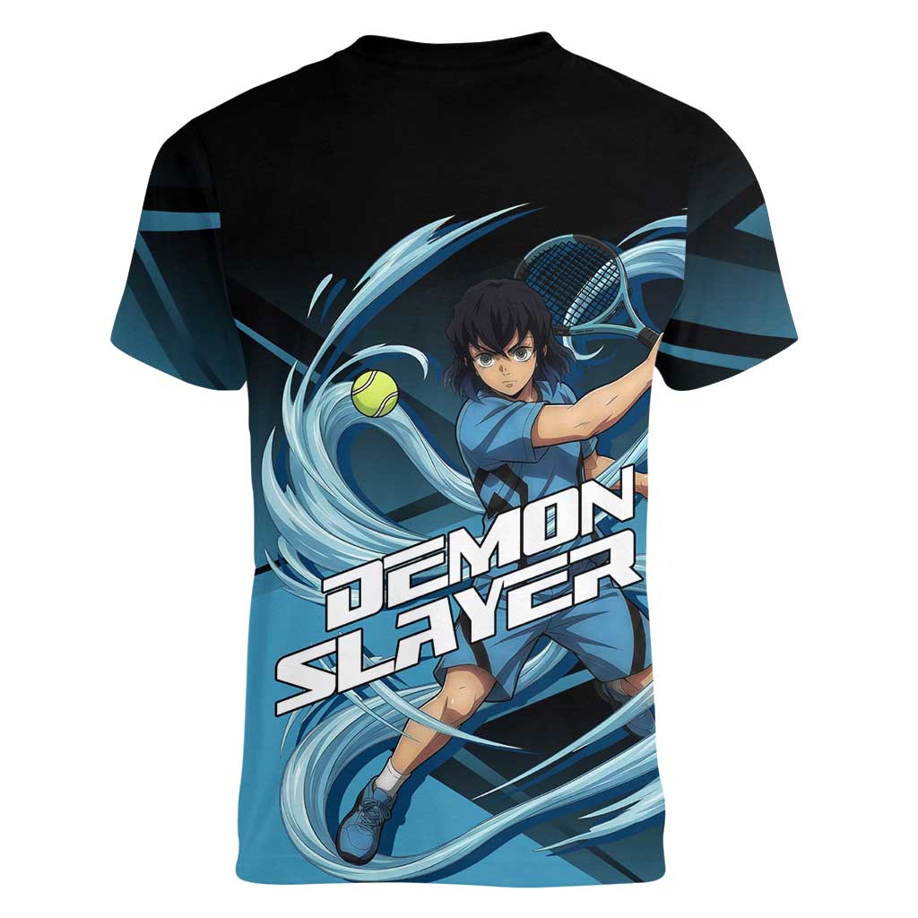 Inosuke Hashibira Beast Tennis Form Women V-Neck T-Shirt Sporty Anime Mashup Style