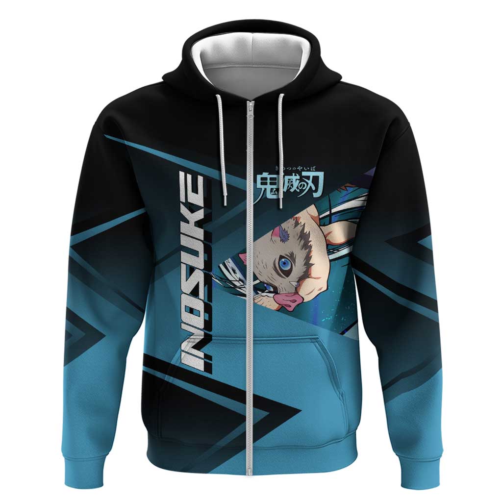 Inosuke Hashibira Beast Tennis Form Zip Hoodie Sporty Anime Mashup Style
