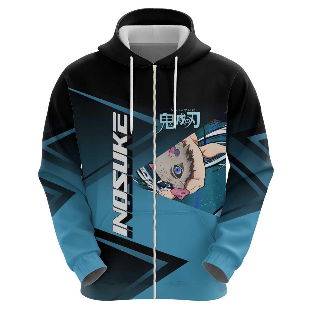 Inosuke Hashibira Beast Tennis Form Zip Hoodie Sporty Anime Mashup Style