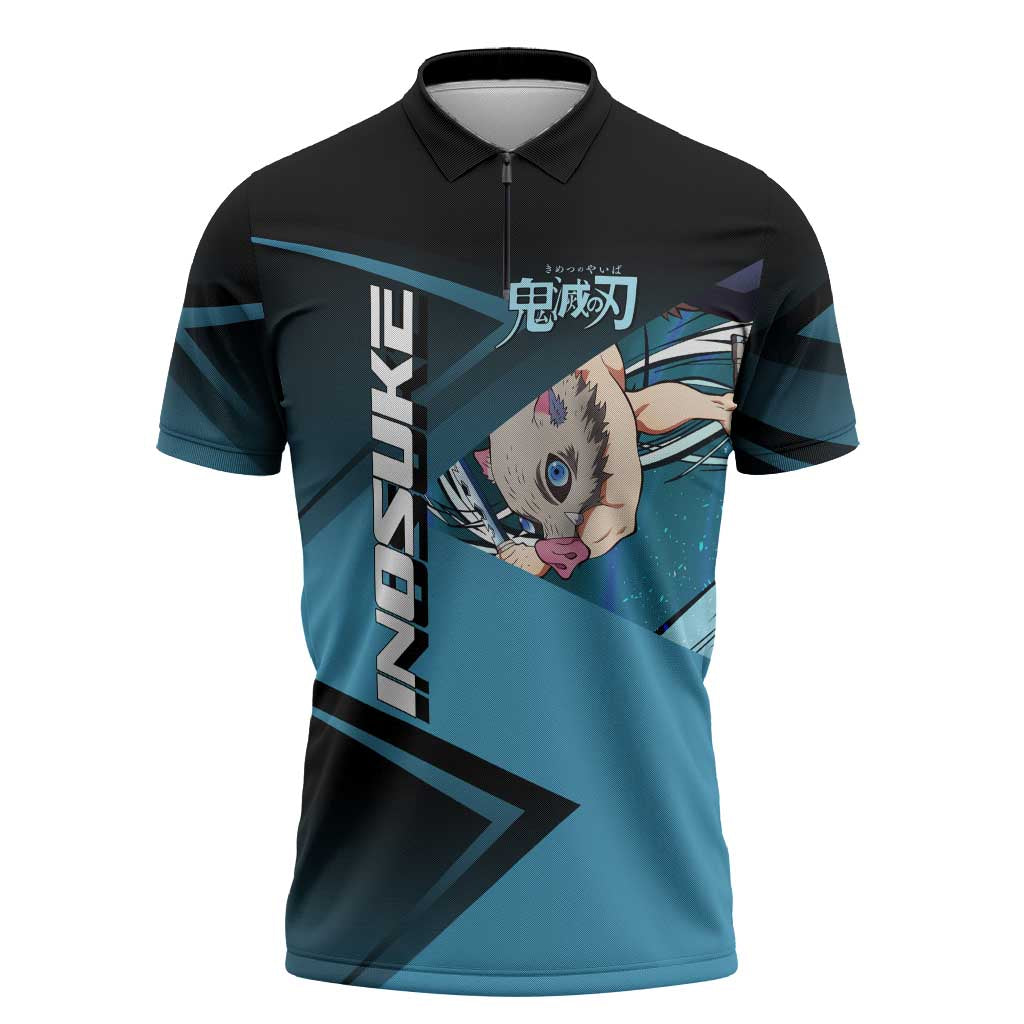 Inosuke Hashibira Beast Tennis Form Zipper Polo Shirt Sporty Anime Mashup Style