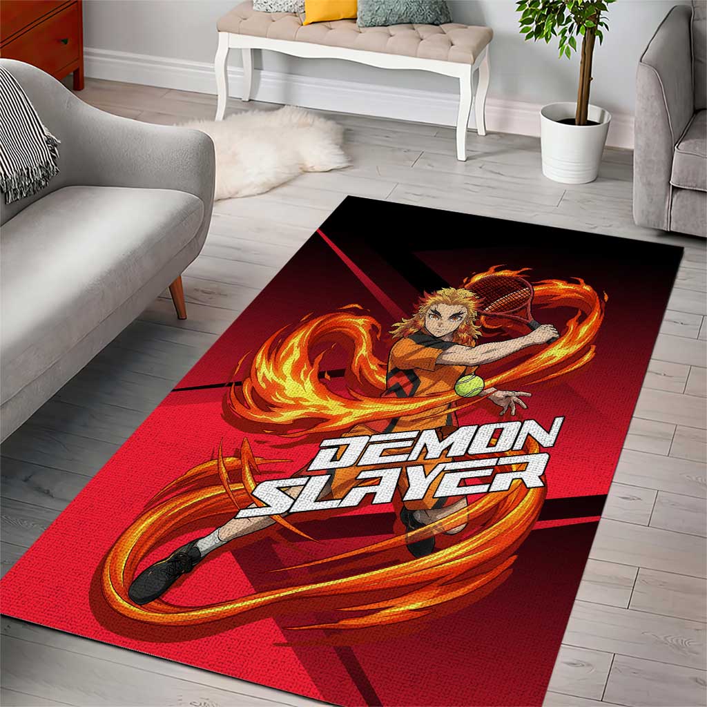 Kyojuro Rengoku Flame Rally Area Rug Sporty Anime Mashup Style