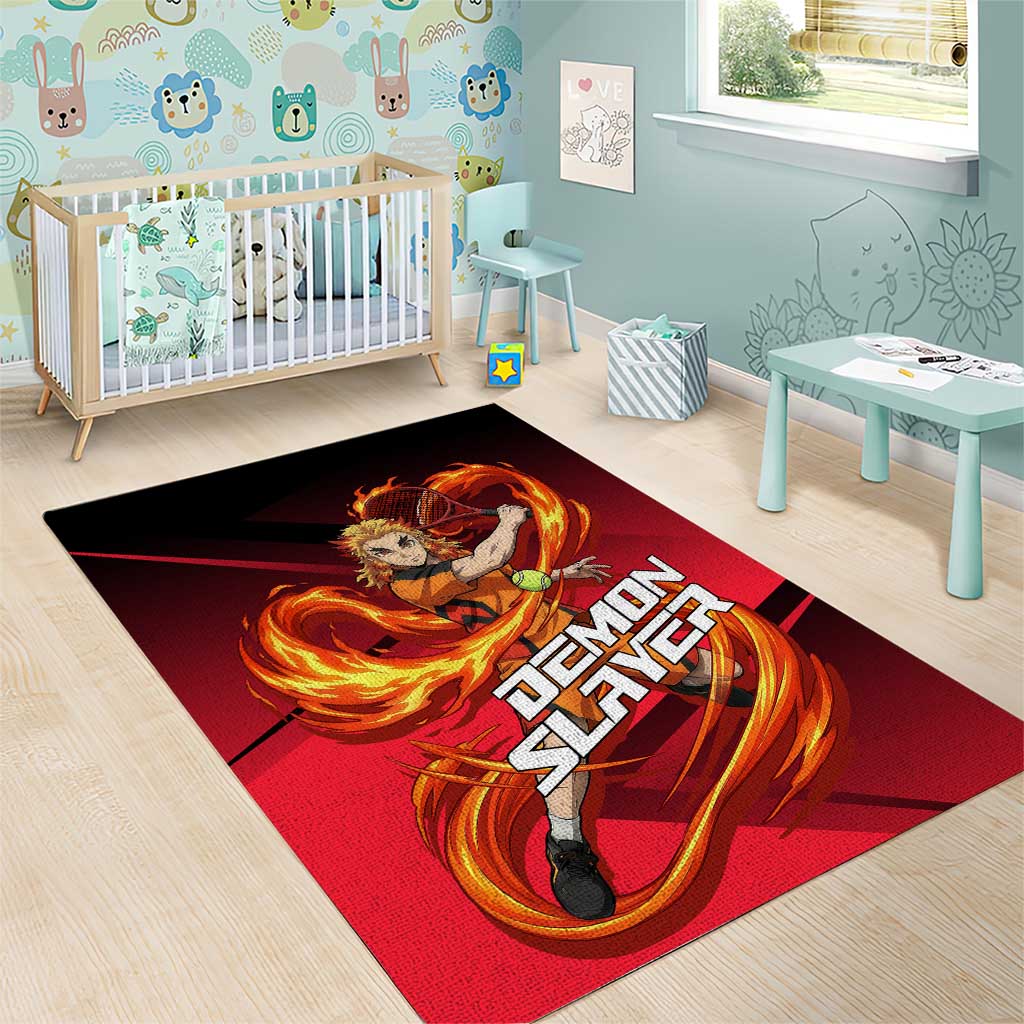 Kyojuro Rengoku Flame Rally Area Rug Sporty Anime Mashup Style