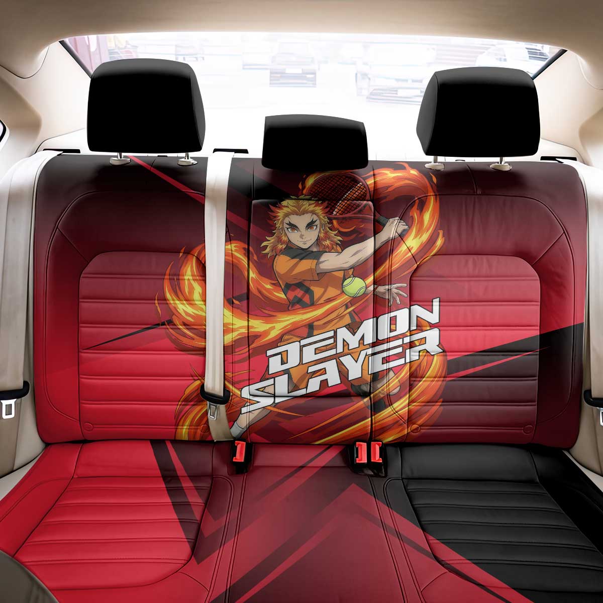 Kyojuro Rengoku Flame Rally Back Car Seat Cover Sporty Anime Mashup Style