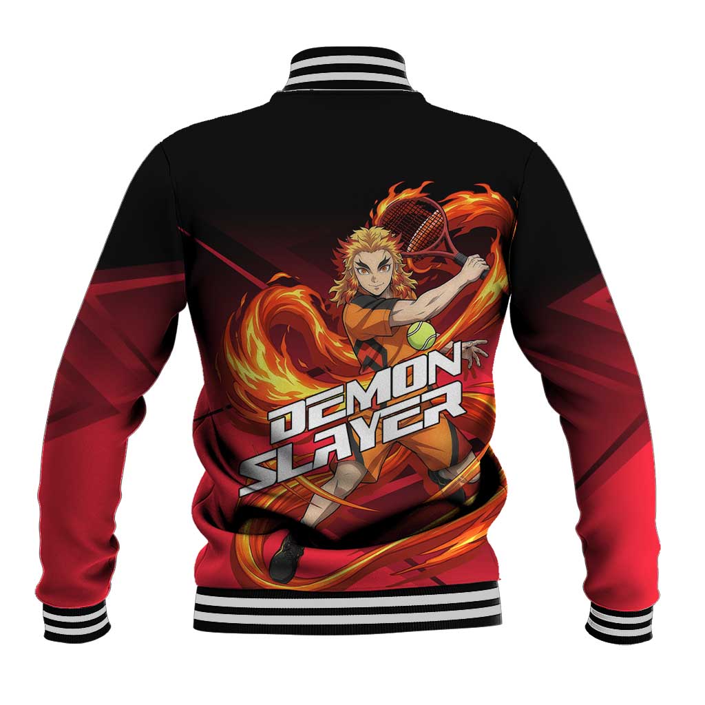 Kyojuro Rengoku Flame Rally Baseball Jacket Sporty Anime Mashup Style