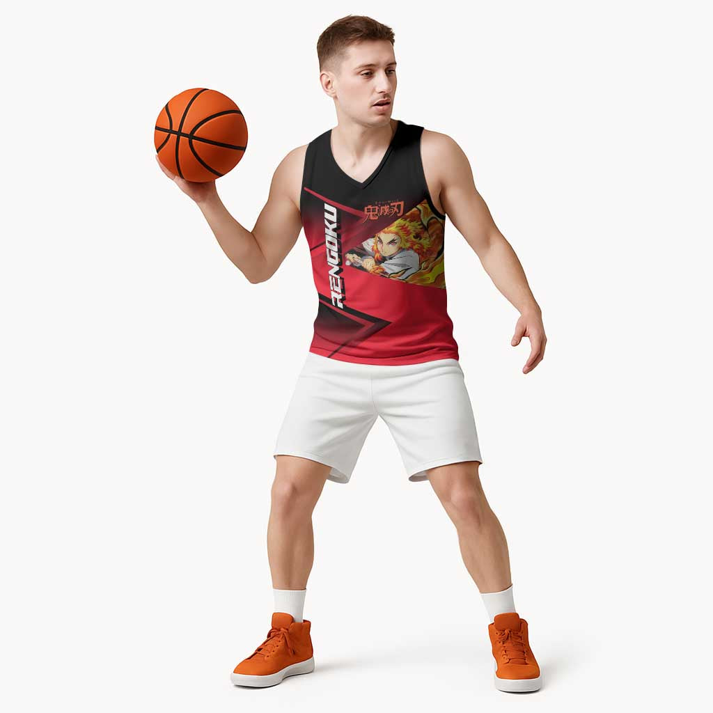 Kyojuro Rengoku Flame Rally Basketball Jersey Sporty Anime Mashup Style