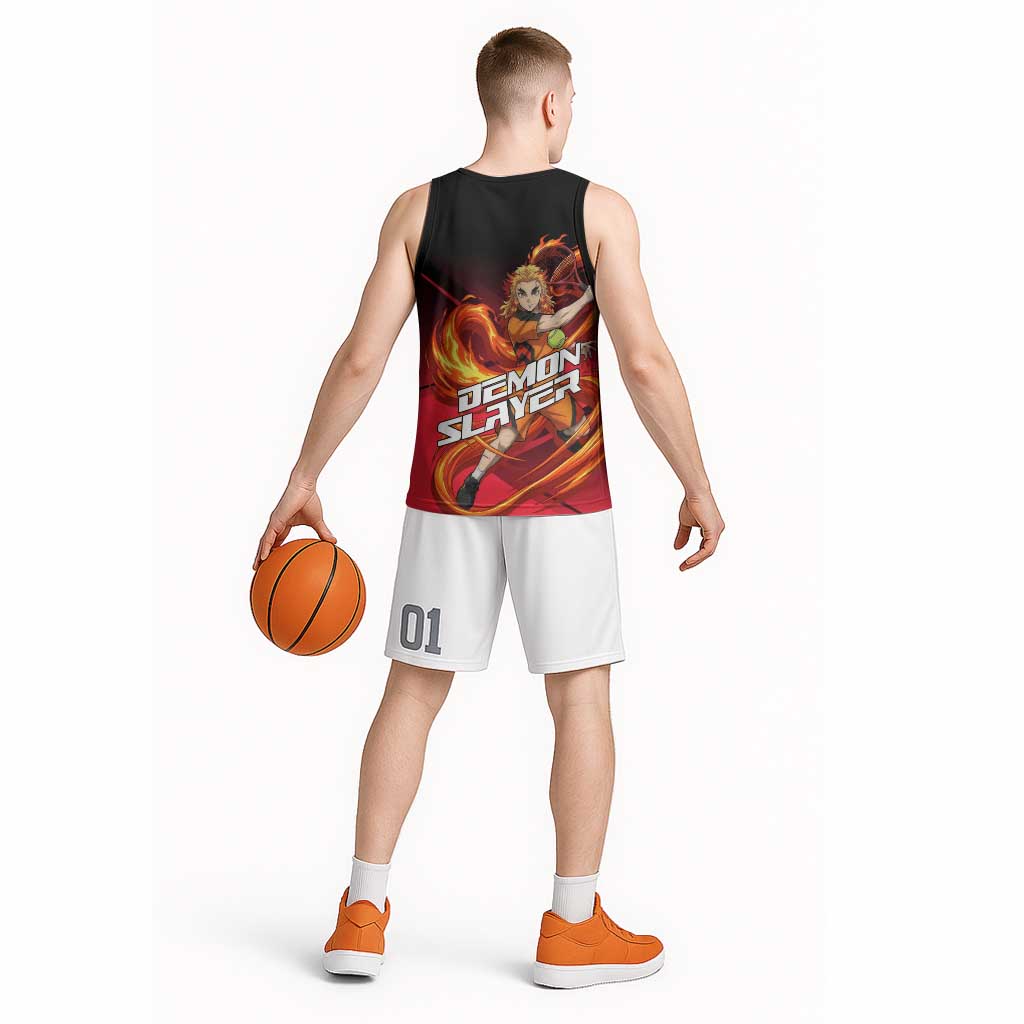 Kyojuro Rengoku Flame Rally Basketball Jersey Sporty Anime Mashup Style