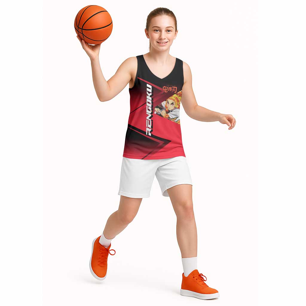 Kyojuro Rengoku Flame Rally Basketball Jersey Sporty Anime Mashup Style
