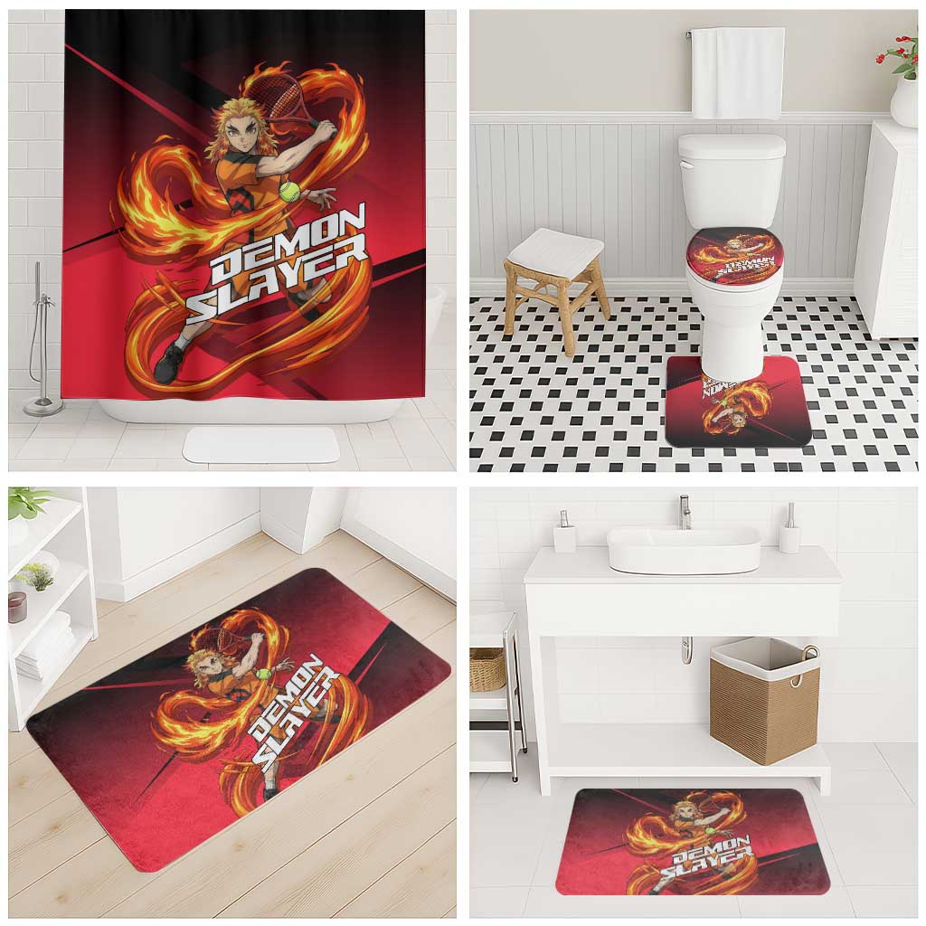 Kyojuro Rengoku Flame Rally Bathroom Set Sporty Anime Mashup Style