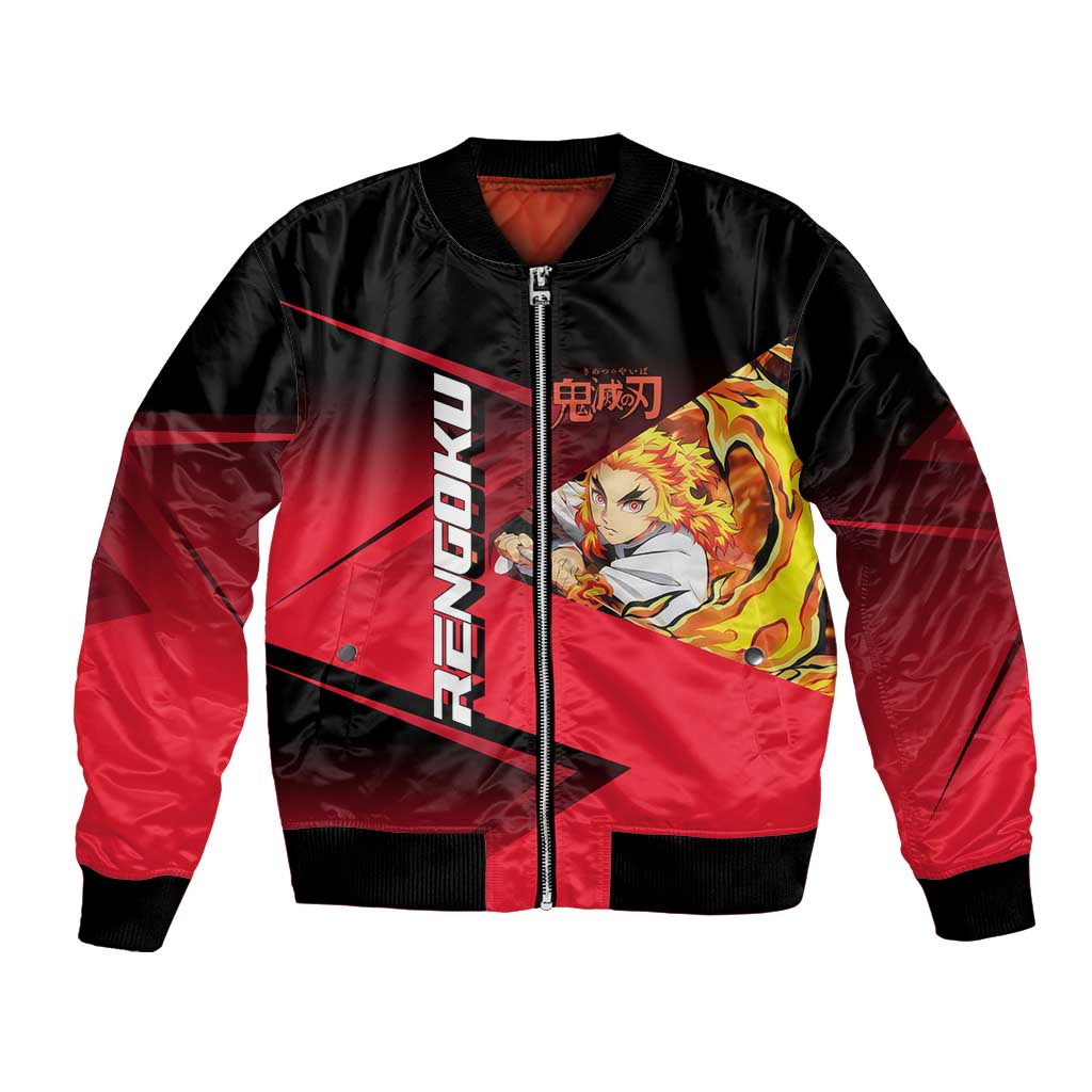 Kyojuro Rengoku Flame Rally Bomber Jacket Sporty Anime Mashup Style