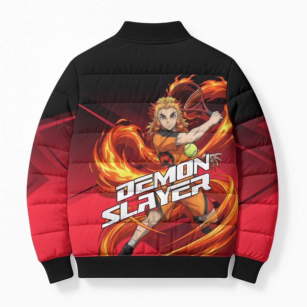 Kyojuro Rengoku Flame Rally Bomber Puffer Jacket Sporty Anime Mashup Style