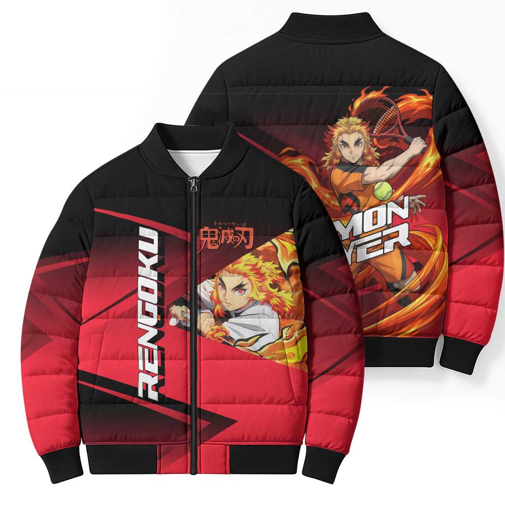 Kyojuro Rengoku Flame Rally Bomber Puffer Jacket Sporty Anime Mashup Style
