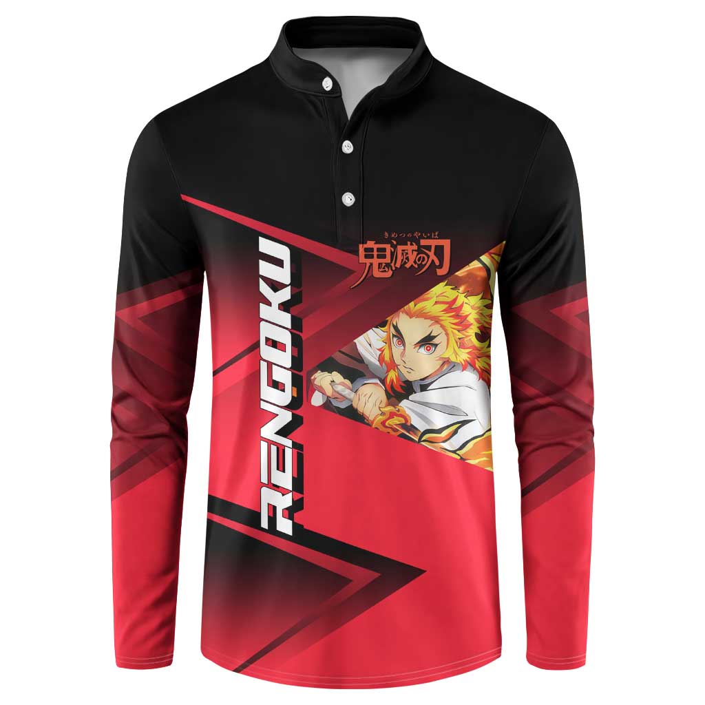 Kyojuro Rengoku Flame Rally Button Sweatshirt Sporty Anime Mashup Style