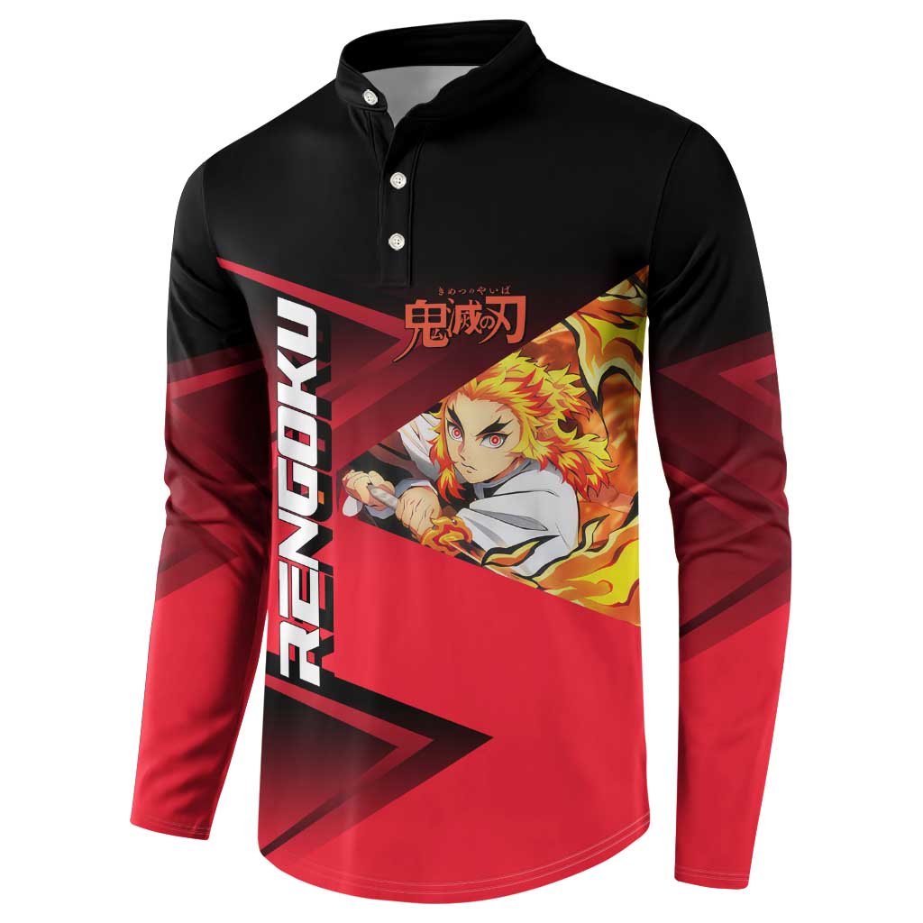 Kyojuro Rengoku Flame Rally Button Sweatshirt Sporty Anime Mashup Style