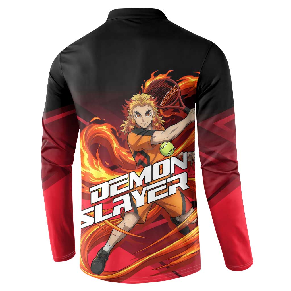 Kyojuro Rengoku Flame Rally Button Sweatshirt Sporty Anime Mashup Style