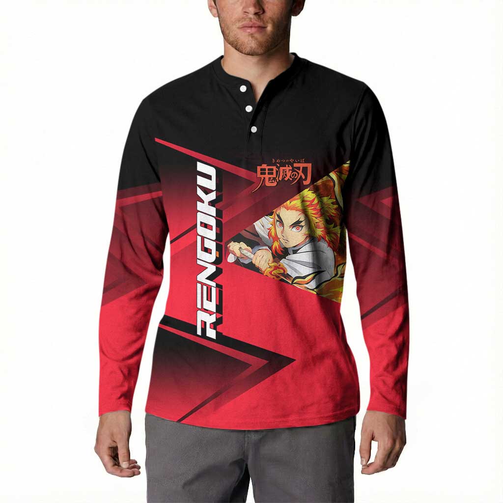 Kyojuro Rengoku Flame Rally Button Sweatshirt Sporty Anime Mashup Style