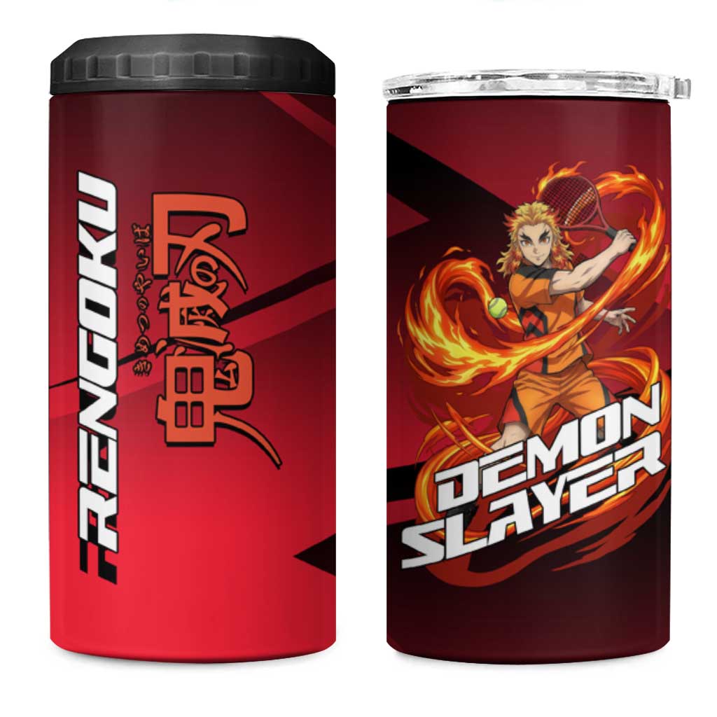 Kyojuro Rengoku Flame Rally 4 in 1 Can Cooler Tumbler Sporty Anime Mashup Style