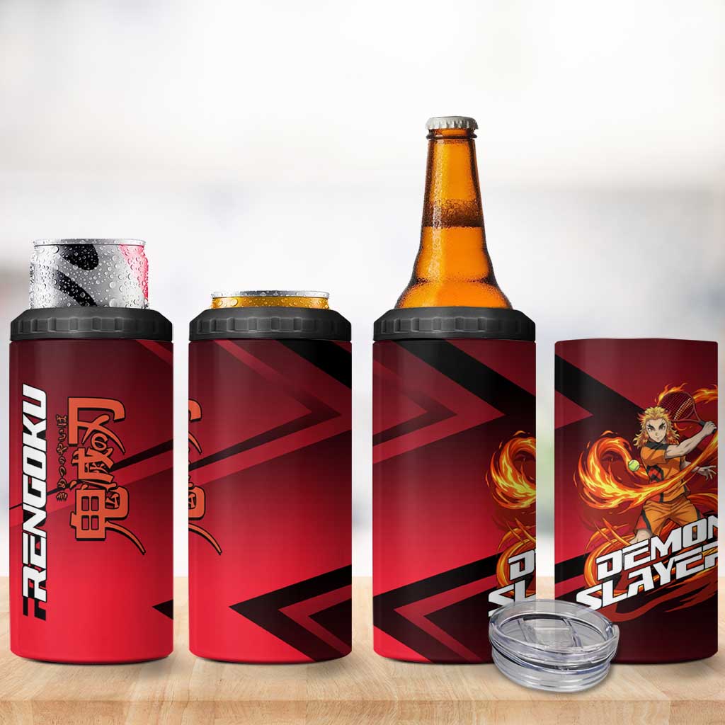 Kyojuro Rengoku Flame Rally 4 in 1 Can Cooler Tumbler Sporty Anime Mashup Style
