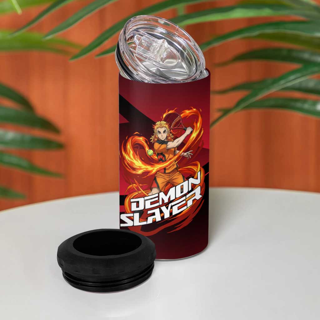 Kyojuro Rengoku Flame Rally 4 in 1 Can Cooler Tumbler Sporty Anime Mashup Style