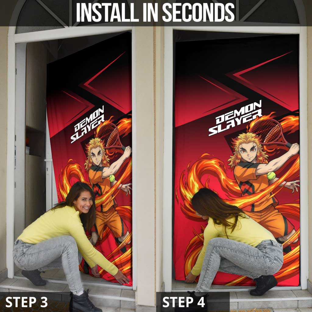 Kyojuro Rengoku Flame Rally Door Cover Sporty Anime Mashup Style